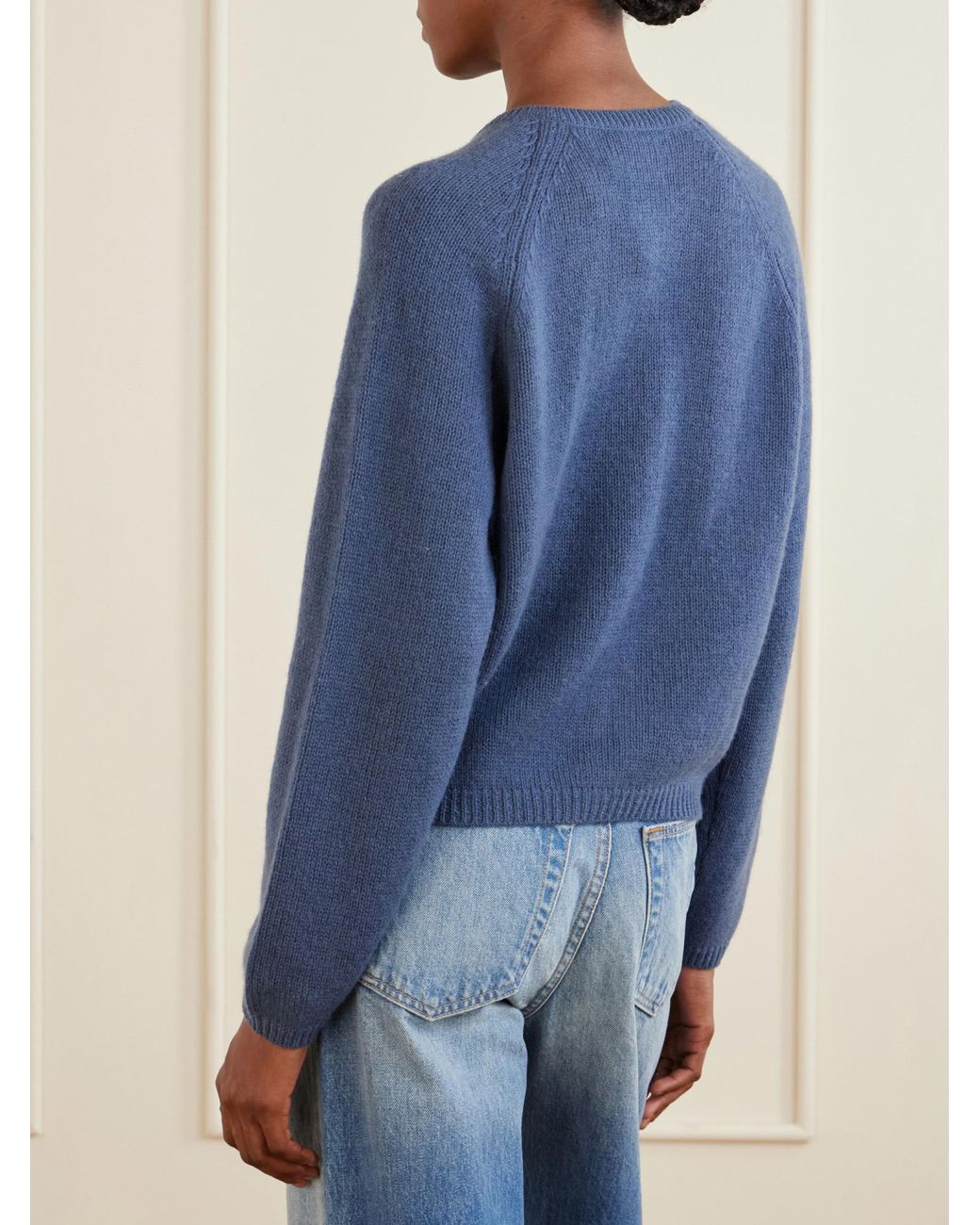 Doen Blue Soft Cashmere Cropped Cardigan