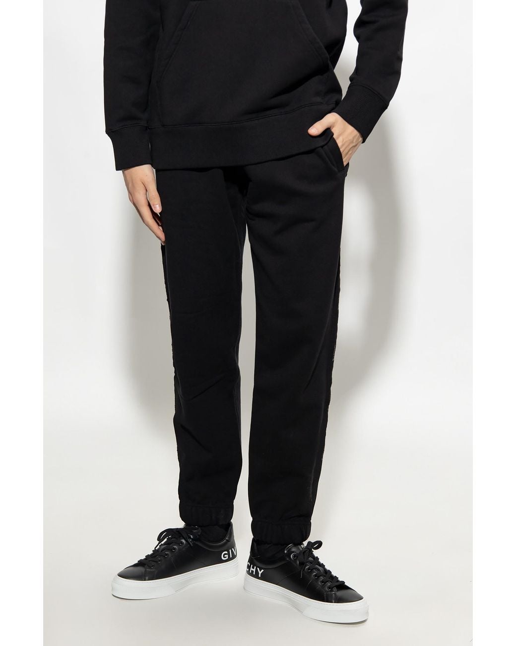 Givenchy Black Logo Tape Sweatpants for men