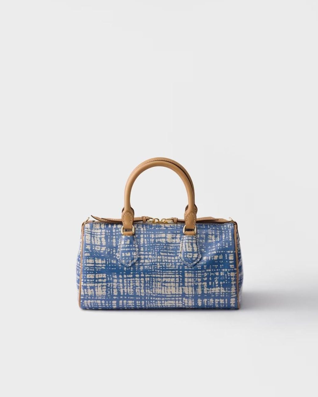 Prada Blue Evasion Small Linen Blend And Leather Top-Handle Bag