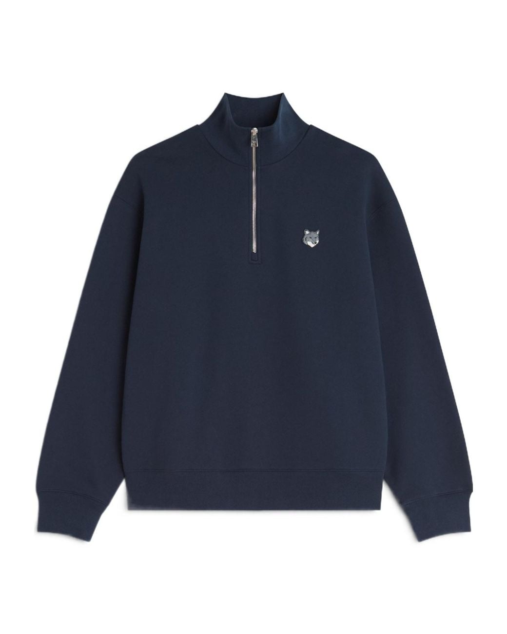 Maison Kitsuné Blue Maison Kitsuné Fox Head Half-Zip Sweatshirt for men