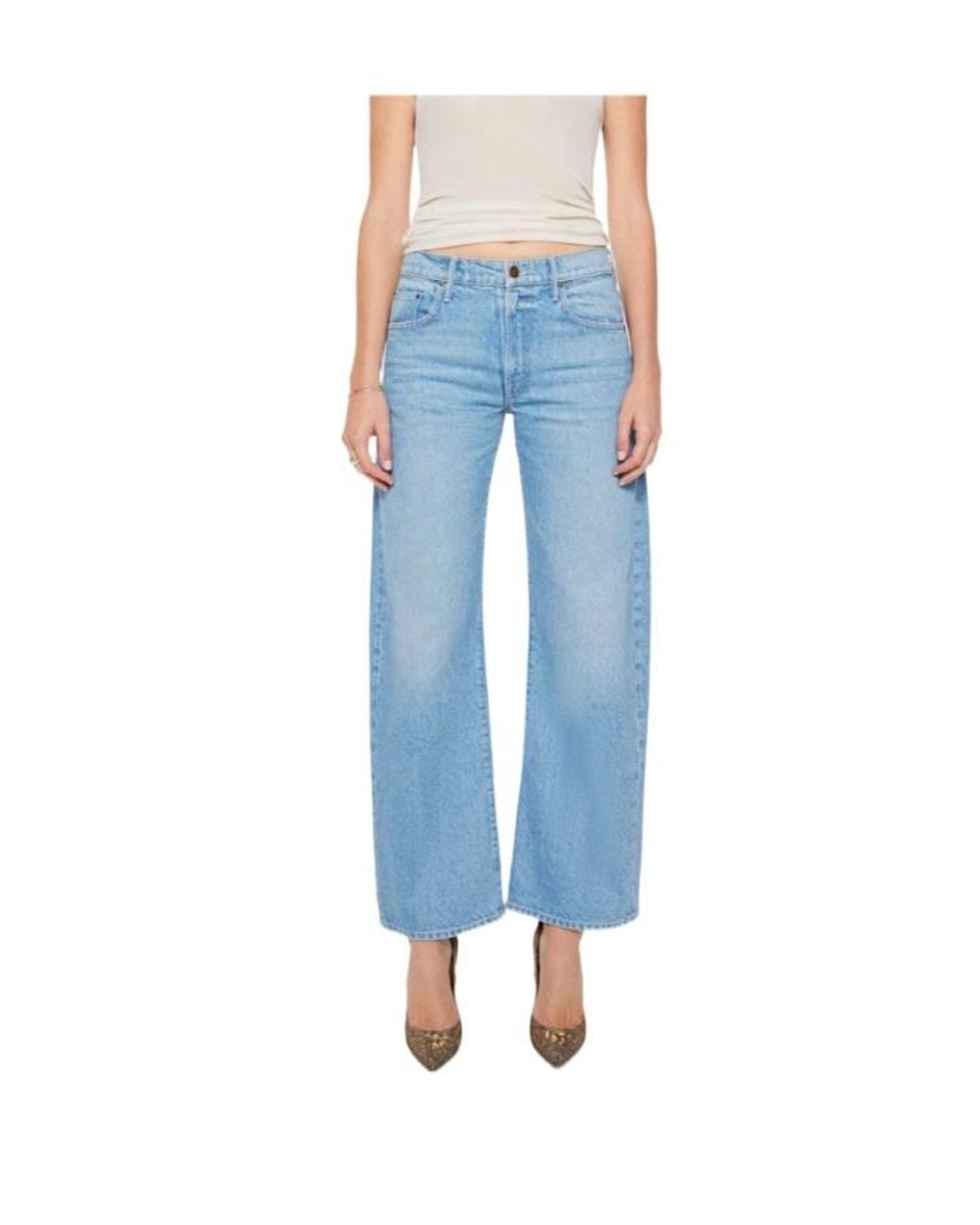Mother Blue Faded Wide-Leg Jeans