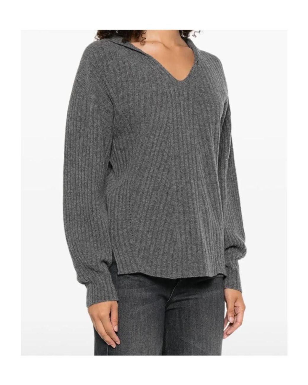 Twinset Gray Ribbed Jumper