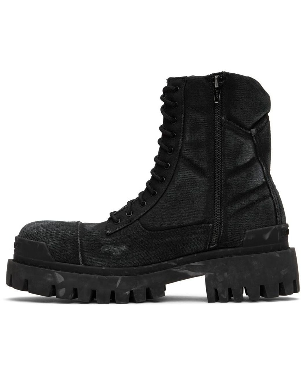 Balenciaga Black Worn-Out Effect Combat Boots for men