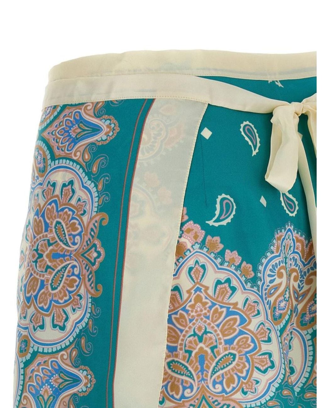 Pinko Blue Merengue Paisley-Print Satin Pareo