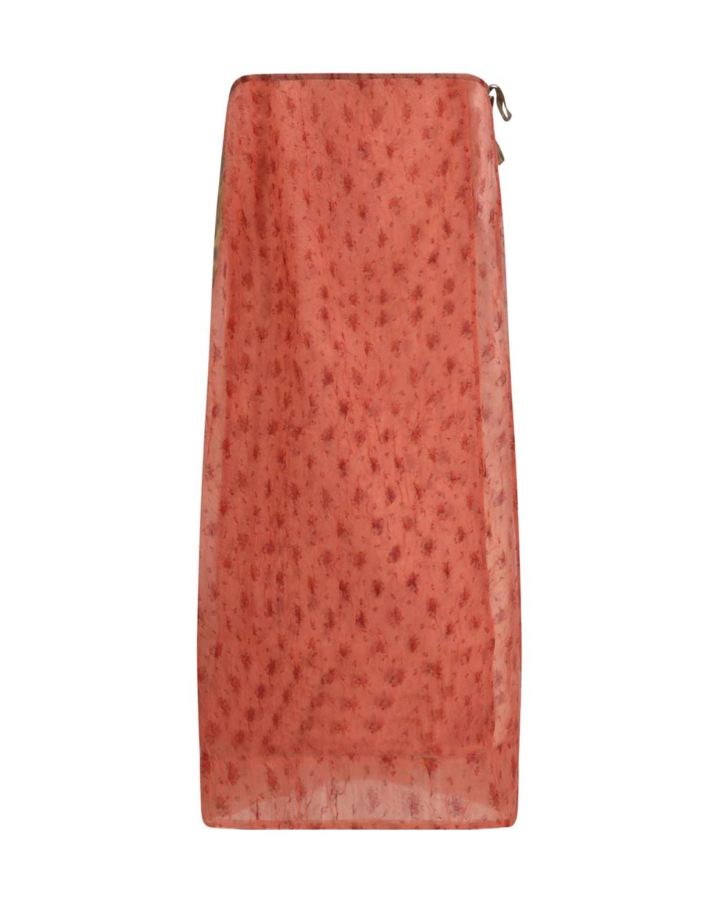 Ganni Red Printed Organza Wrap Skirt
