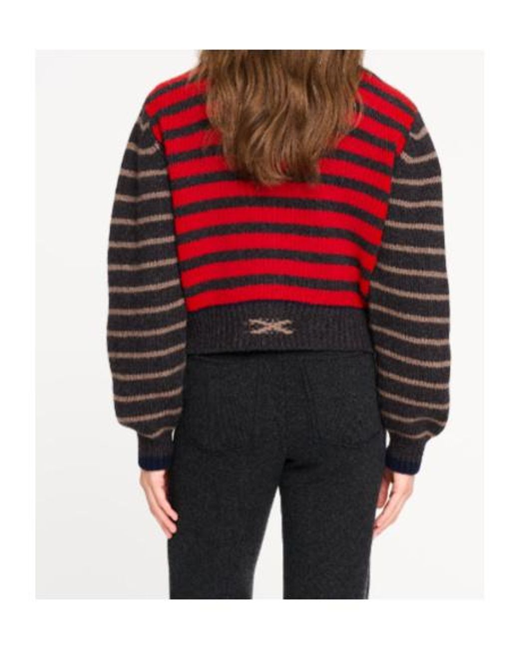 Barrie Brown Stripe-Pattern Chunky-Knit Cardigan