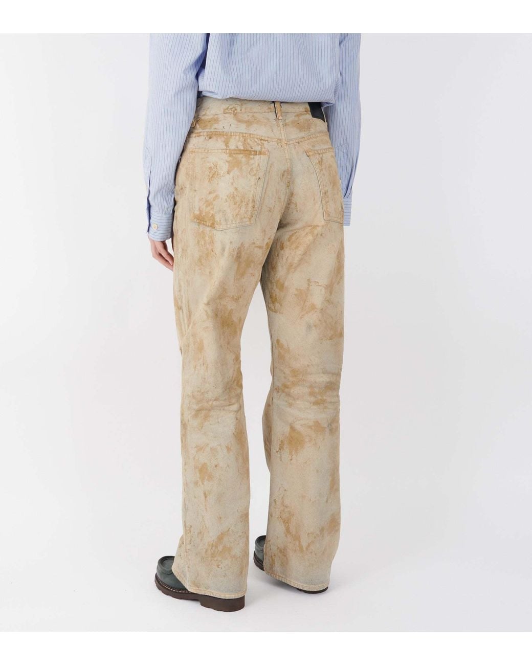 Acne Natural Patch Denim Wide-Leg Jeans