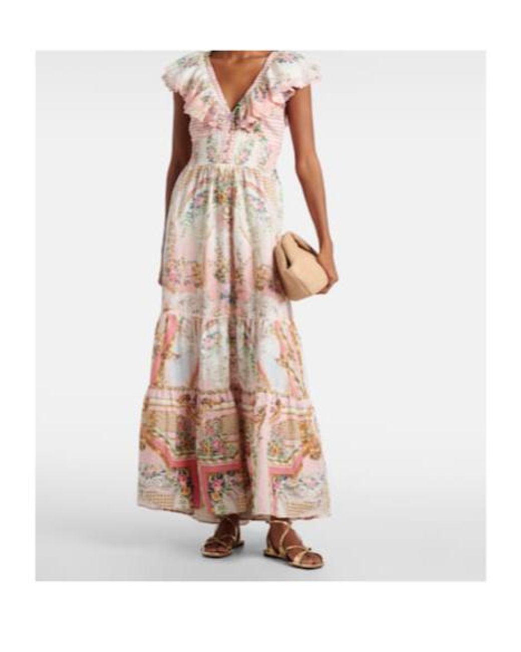 Camilla Natural Tiered Linen Maxi Dress