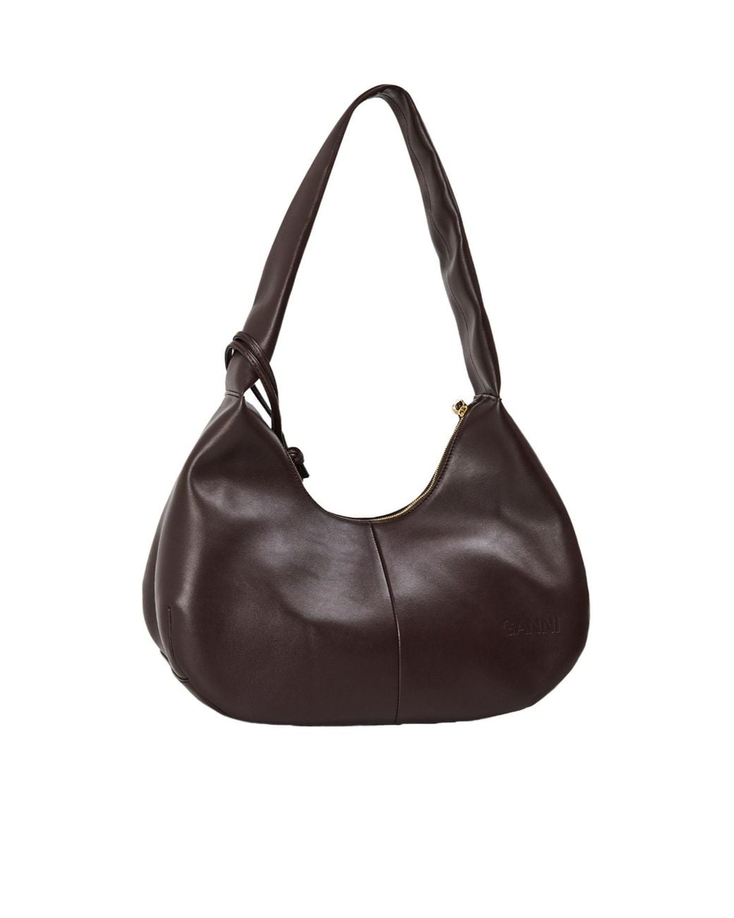 Ganni Brown Softleather Hobo Shoulder Bag
