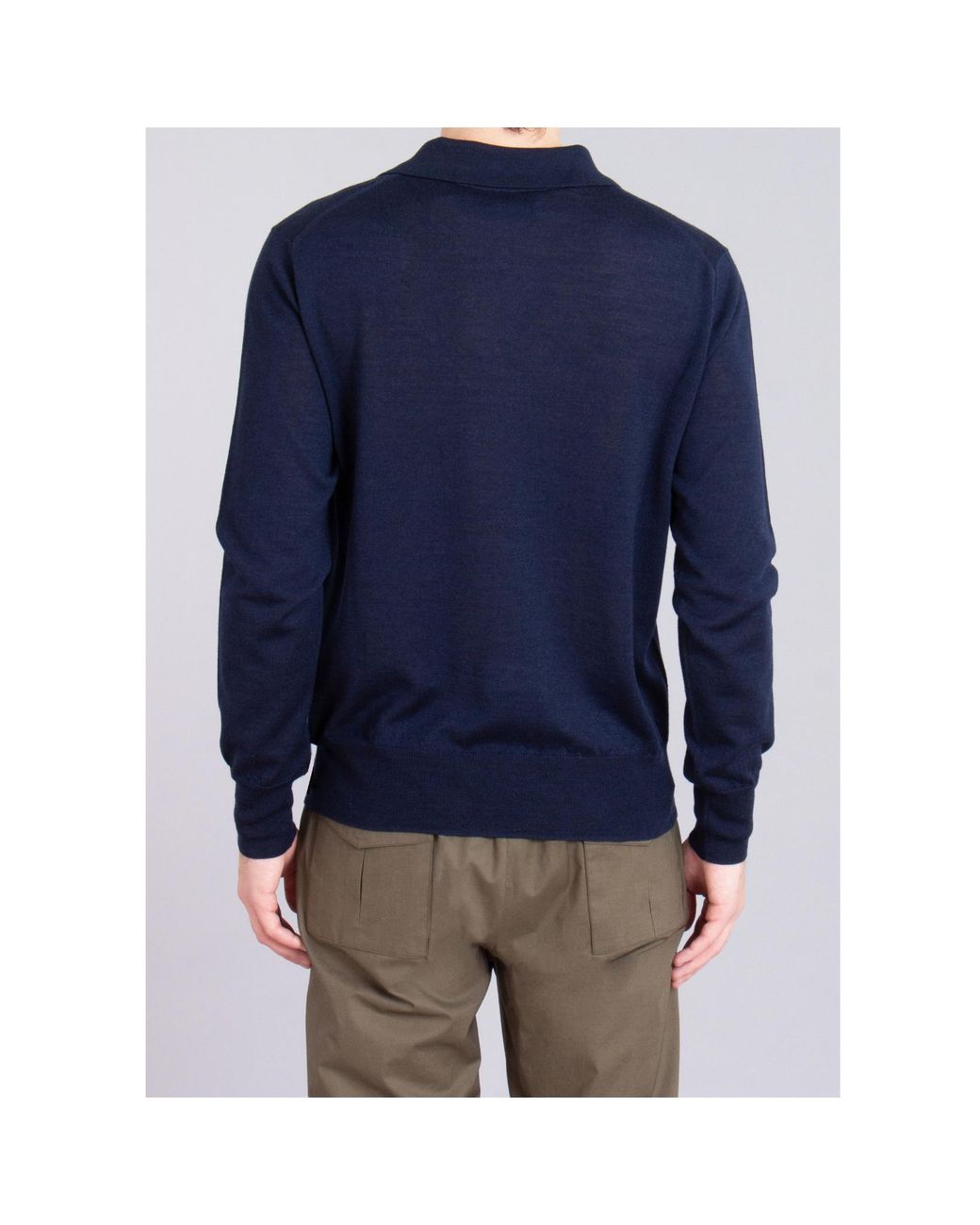 AMI Blue Ami Long Sleeved Knitted Polo Shirt for men