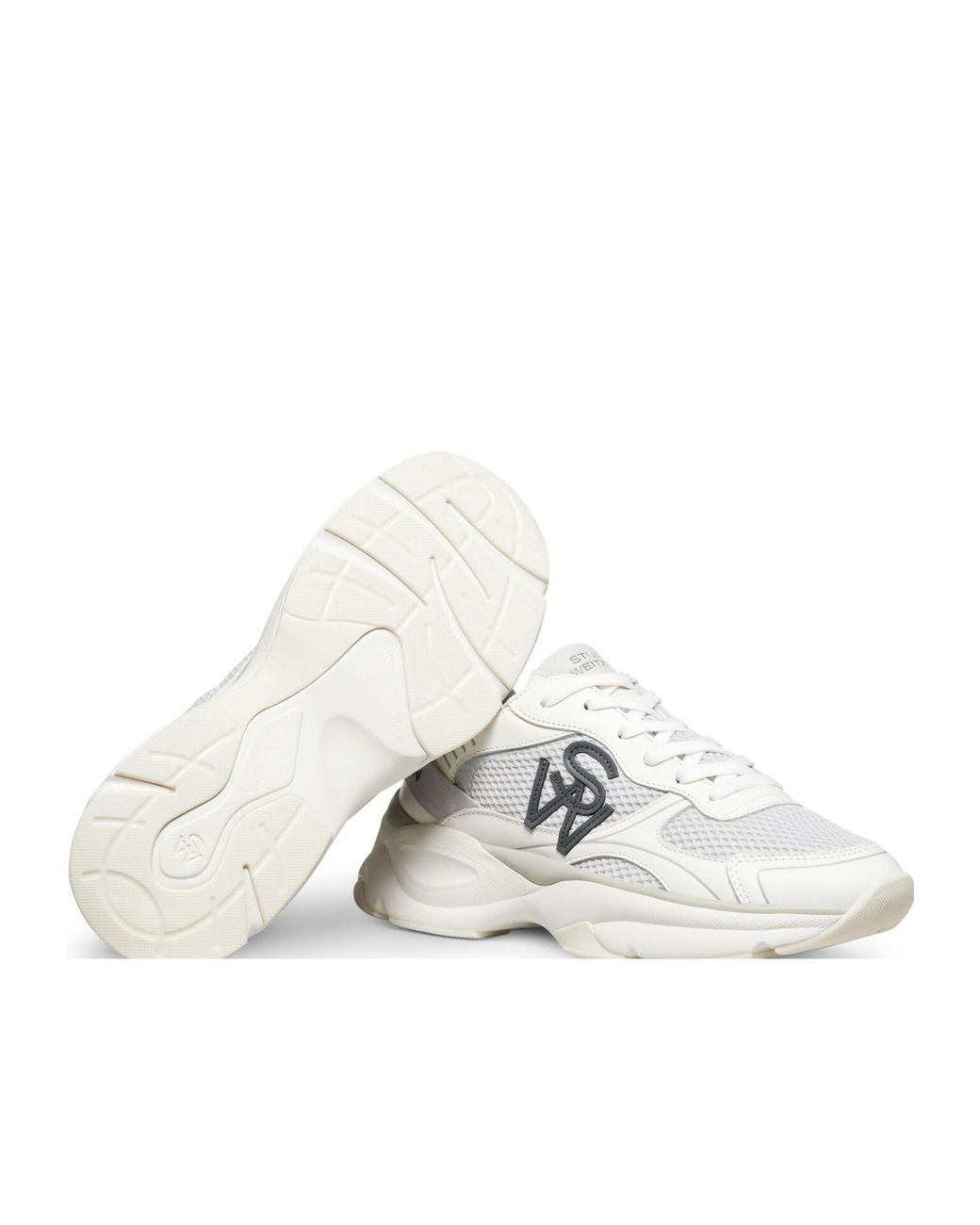 Stuart Weitzman White Side Logo Low-Top Casual Shoes