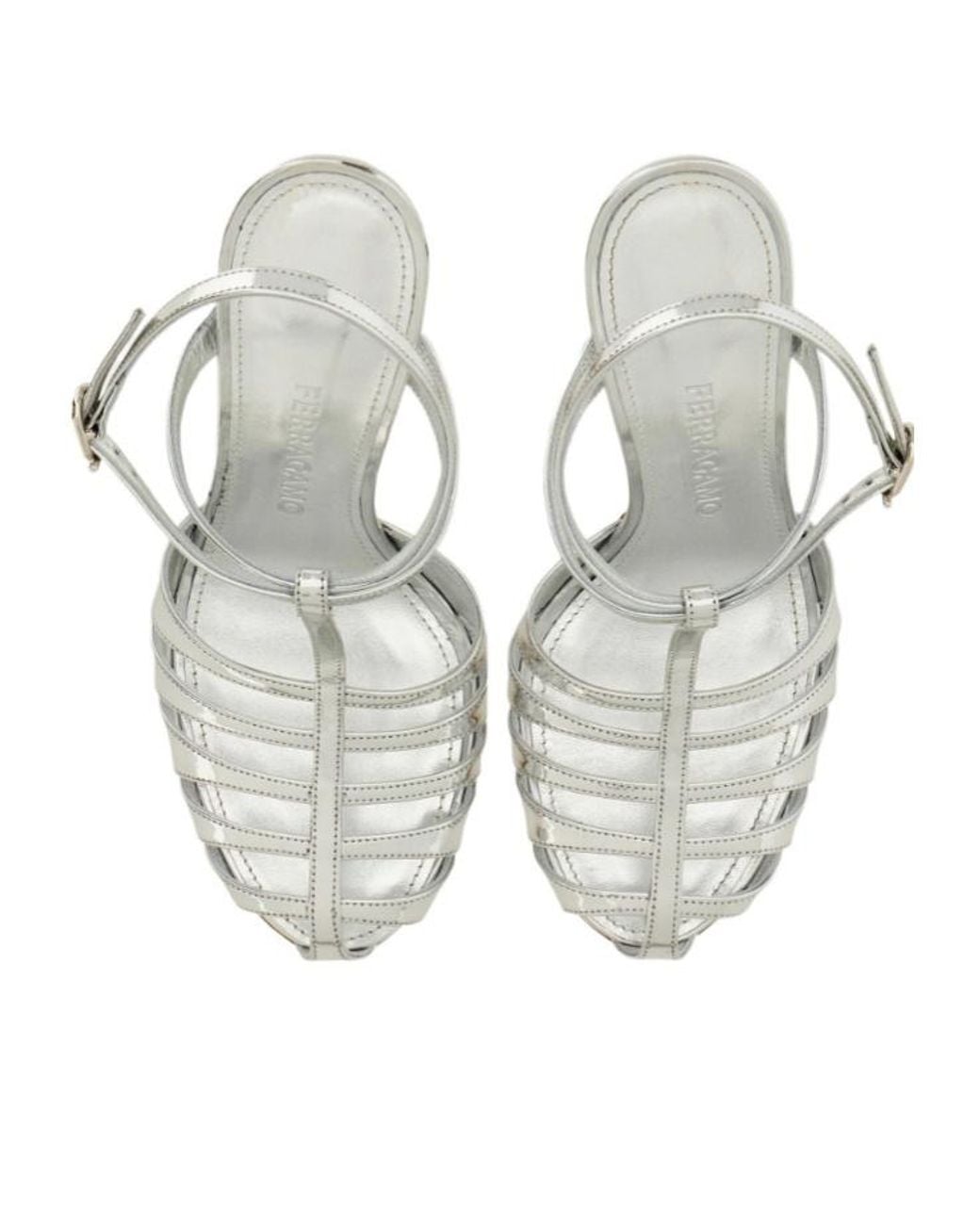 Ferragamo White Cage Stiletto Sandal
