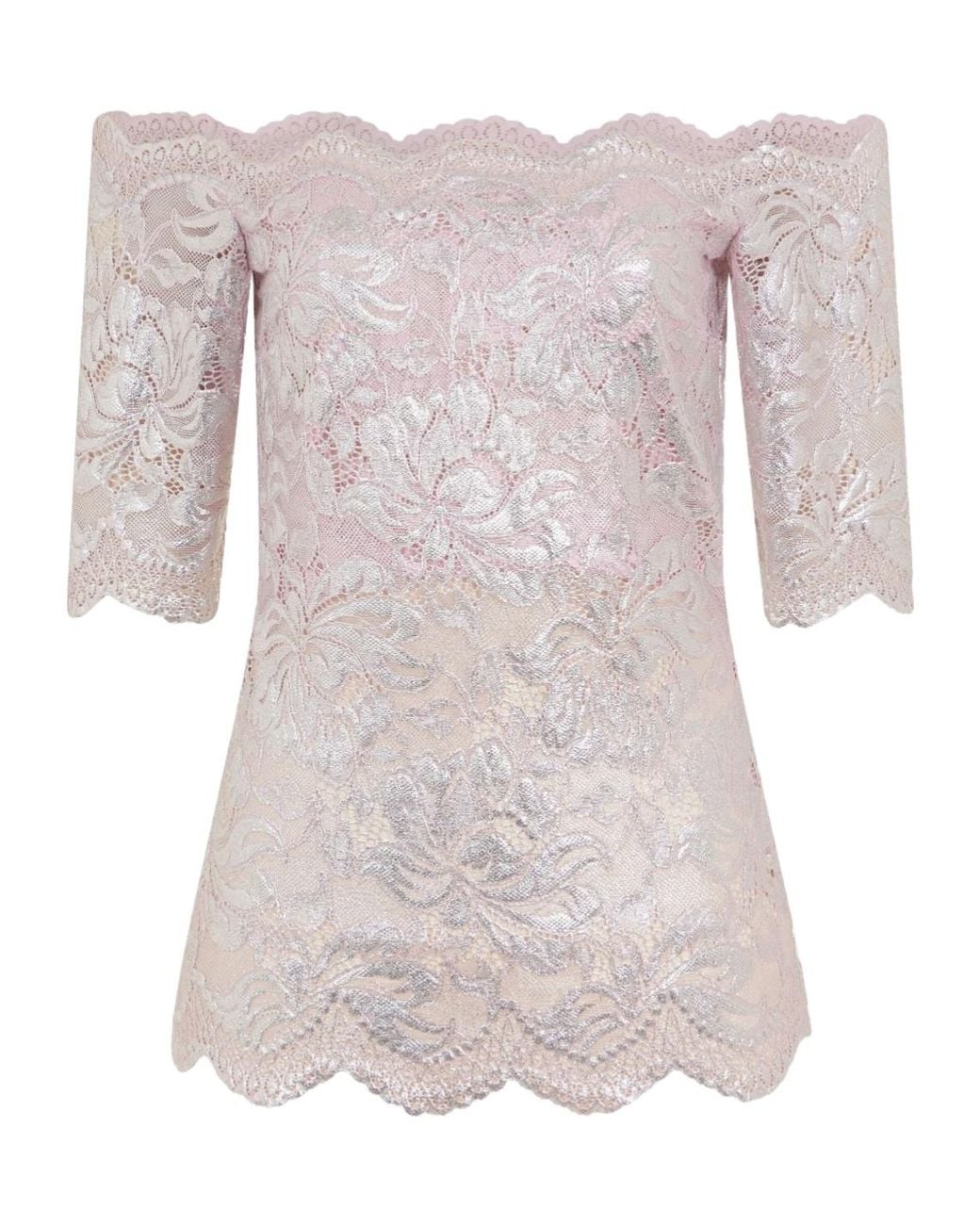 Rabanne Multicolor Scalloped Edge Lace Top