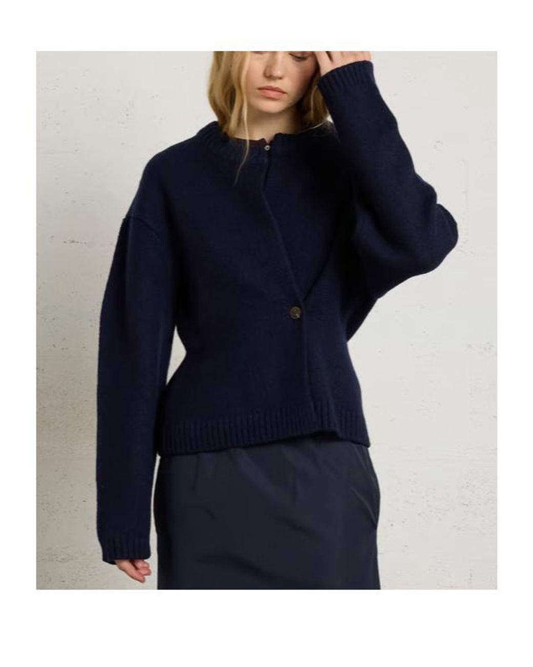 Soeur Blue Single-Button Knit Cardigan