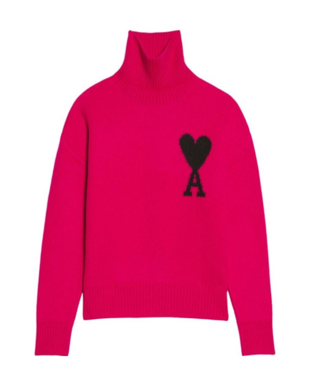 AMI Pink Ami De Coeur Roll-Neck Jumper for men