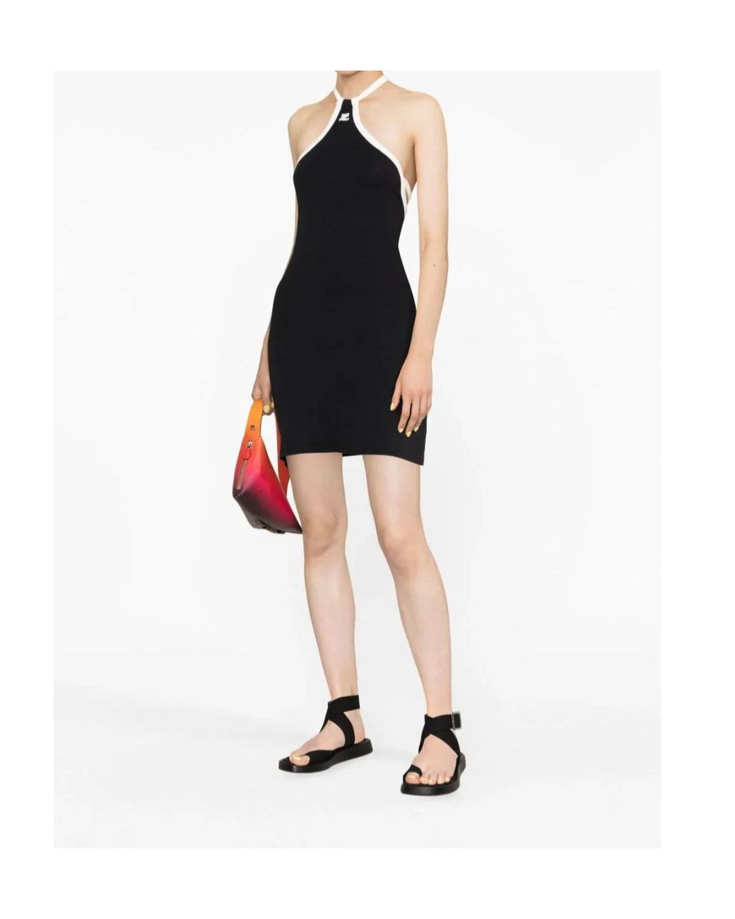 Courreges Black Logo-Embroidered Cotton Dress