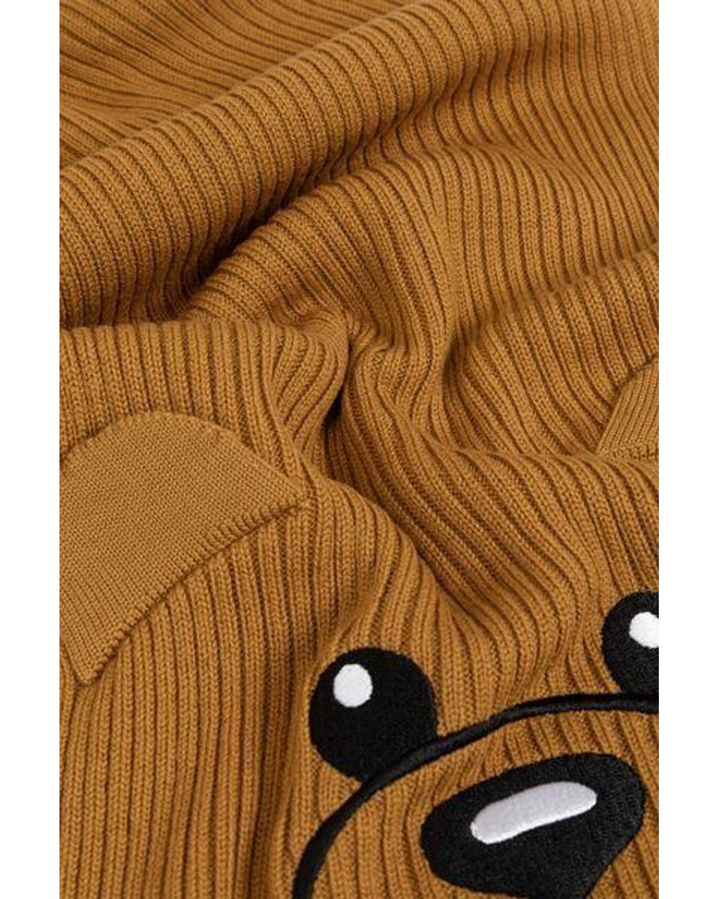Moschino Natural Bear Embroidered Knitted Scarf for men
