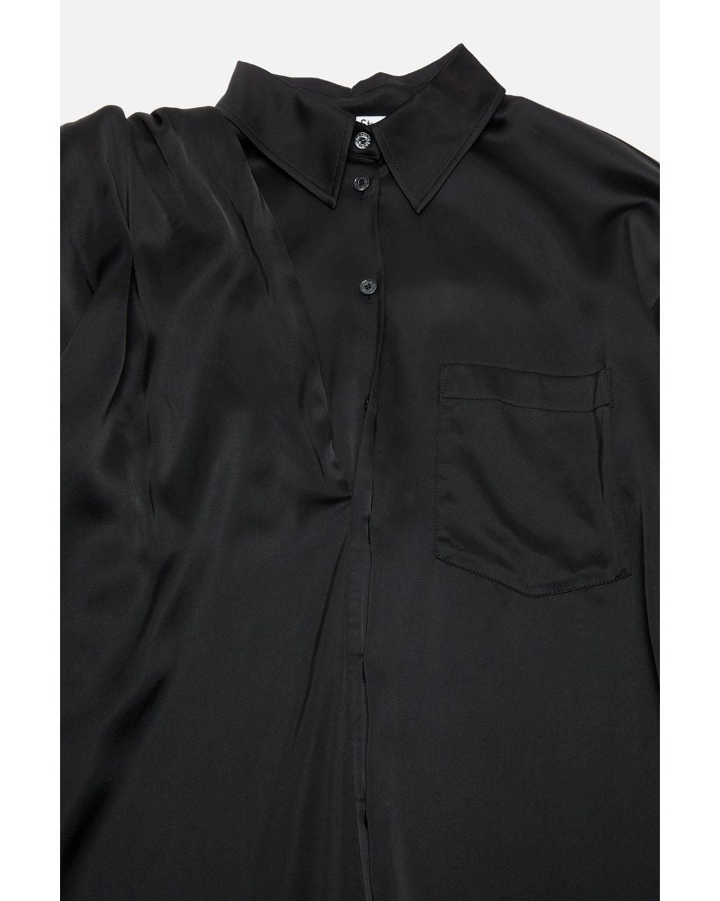 Acne Black Layered Satin Blouse