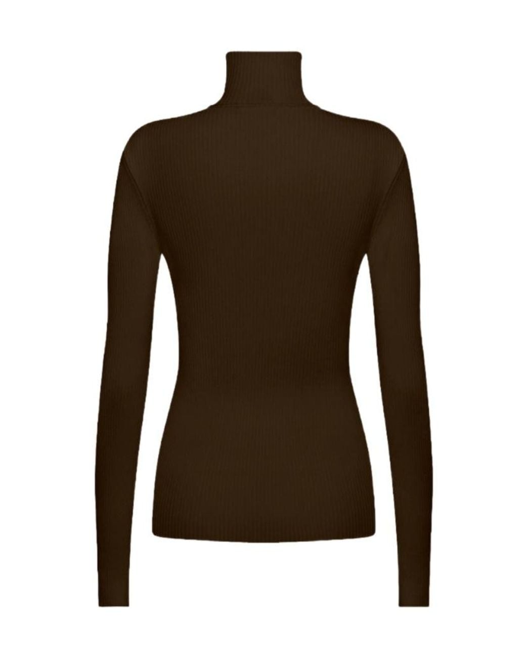 Wolford Brown Ribbed Turtleneck Knitted Sweater