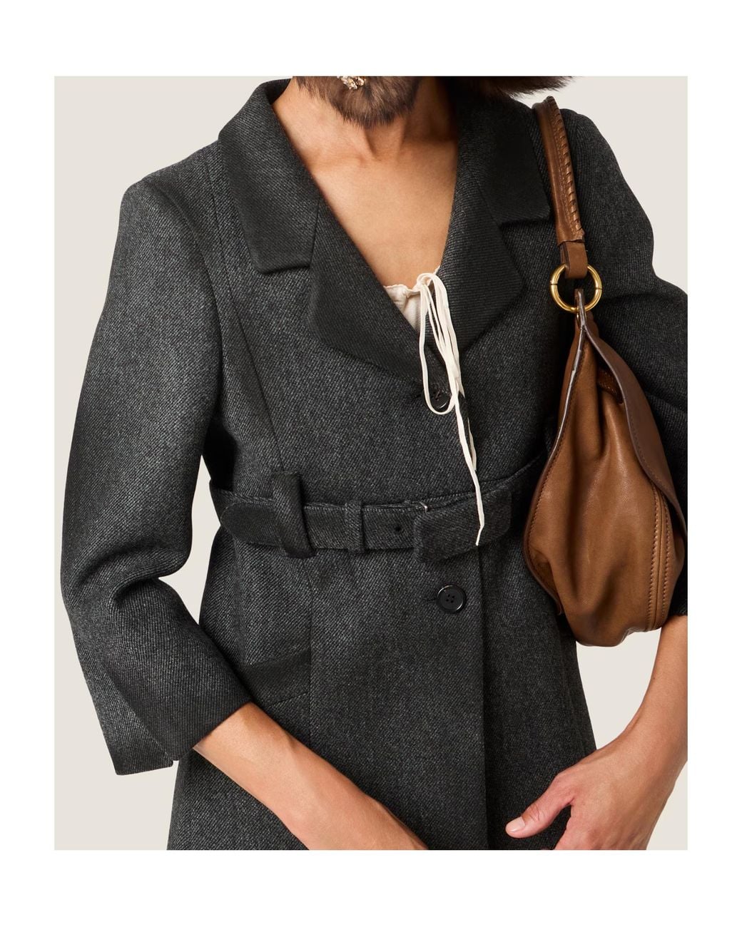 Miu Miu Black Single-Breasted Double Wool Coat