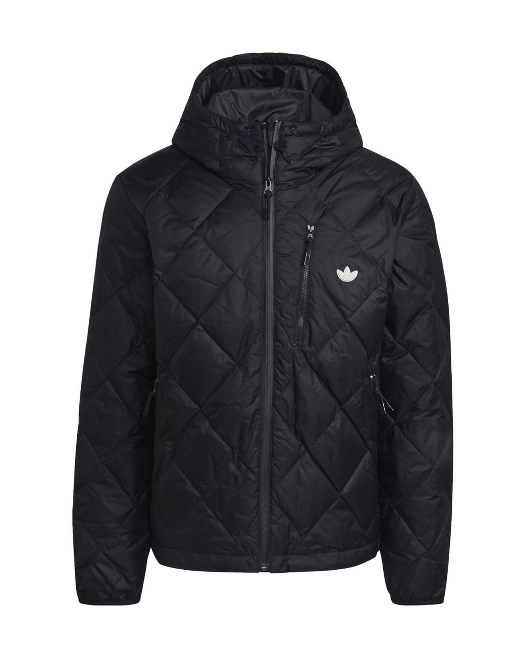 Adidas Originals Blue Diamond-Quilted Hooded Cotton Jacket for men