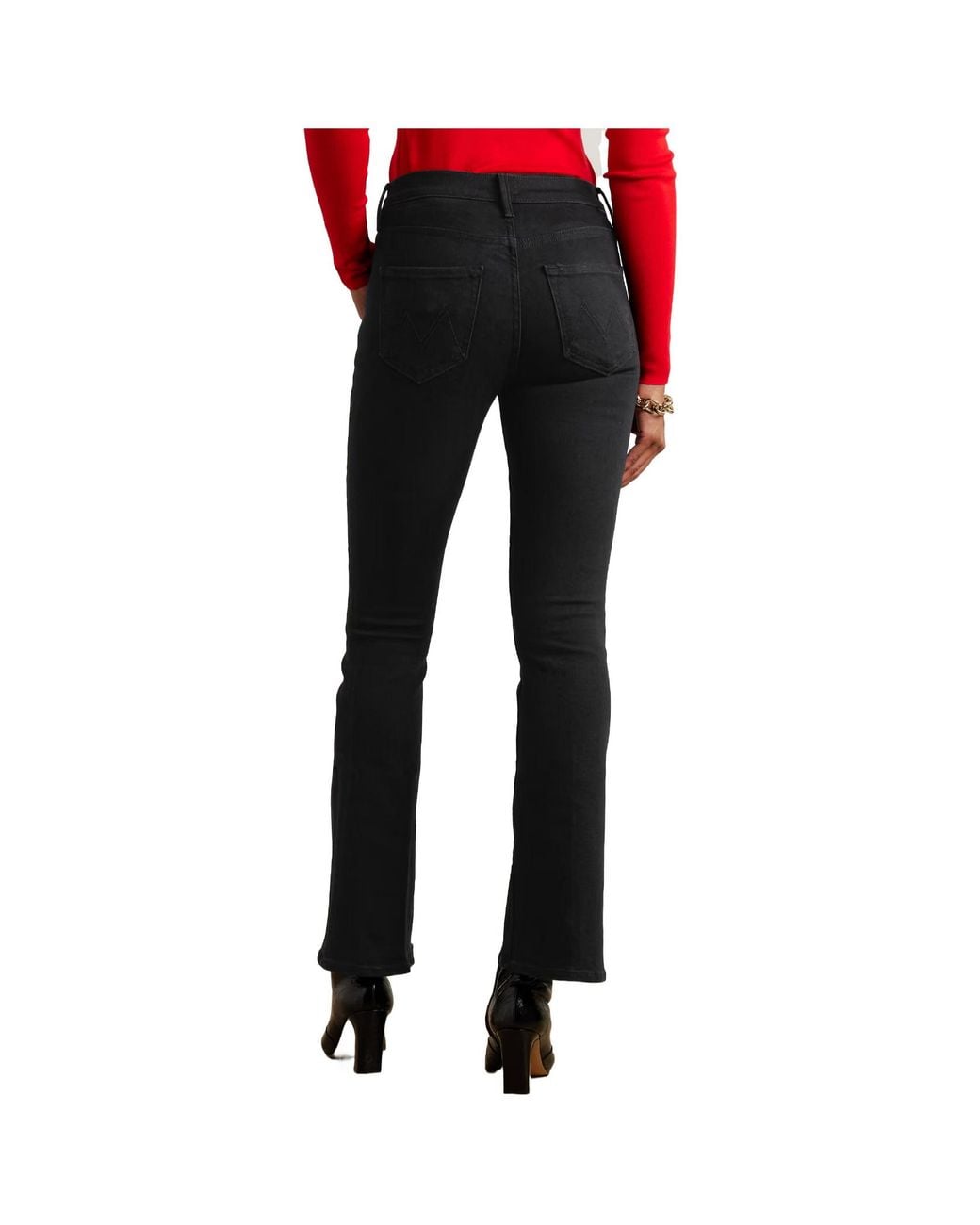 Mother Black Mid-Rise Flared Jeans