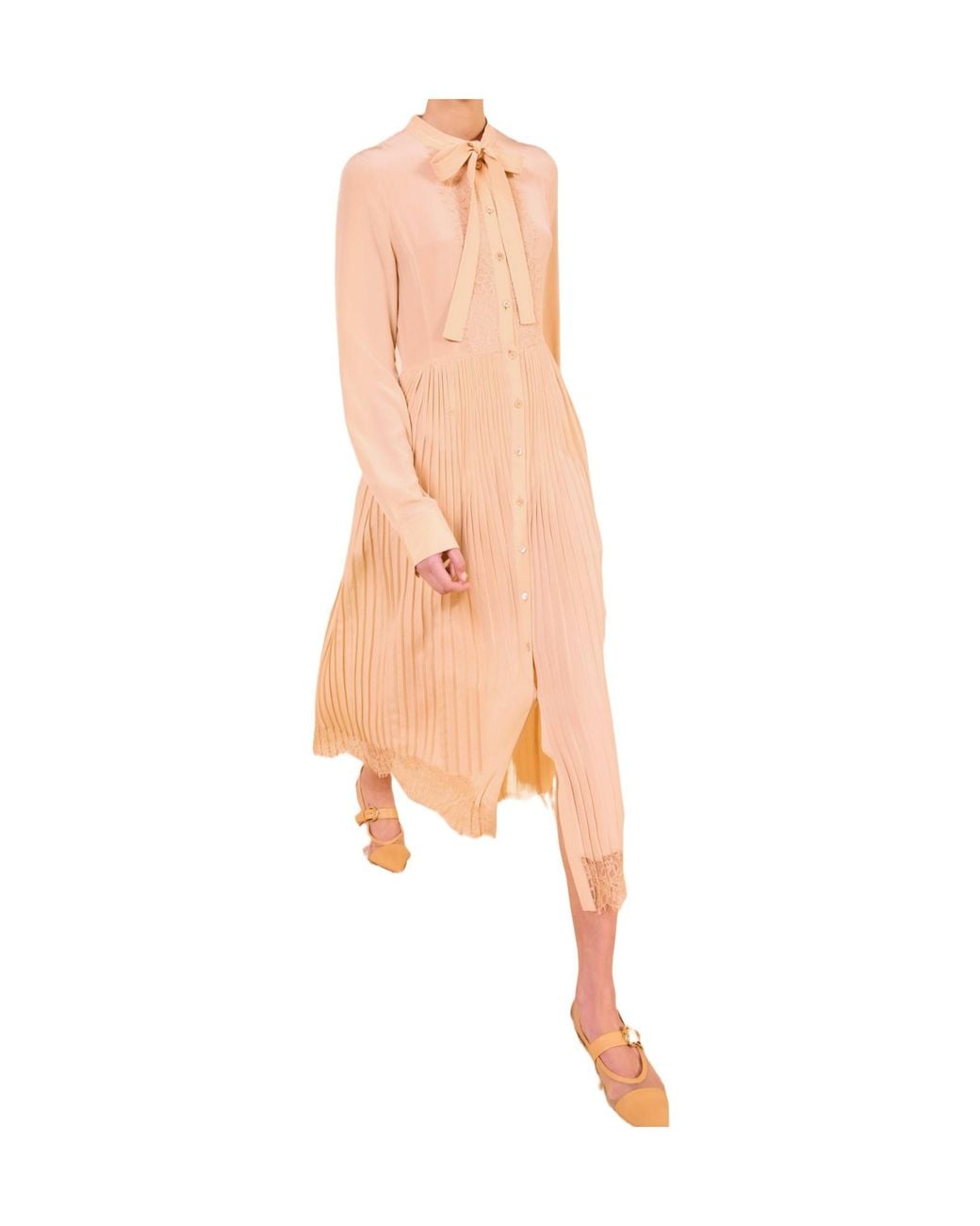 Ulla Johnson Pink Aviana Long Sleeve Pleated Shirt Dress