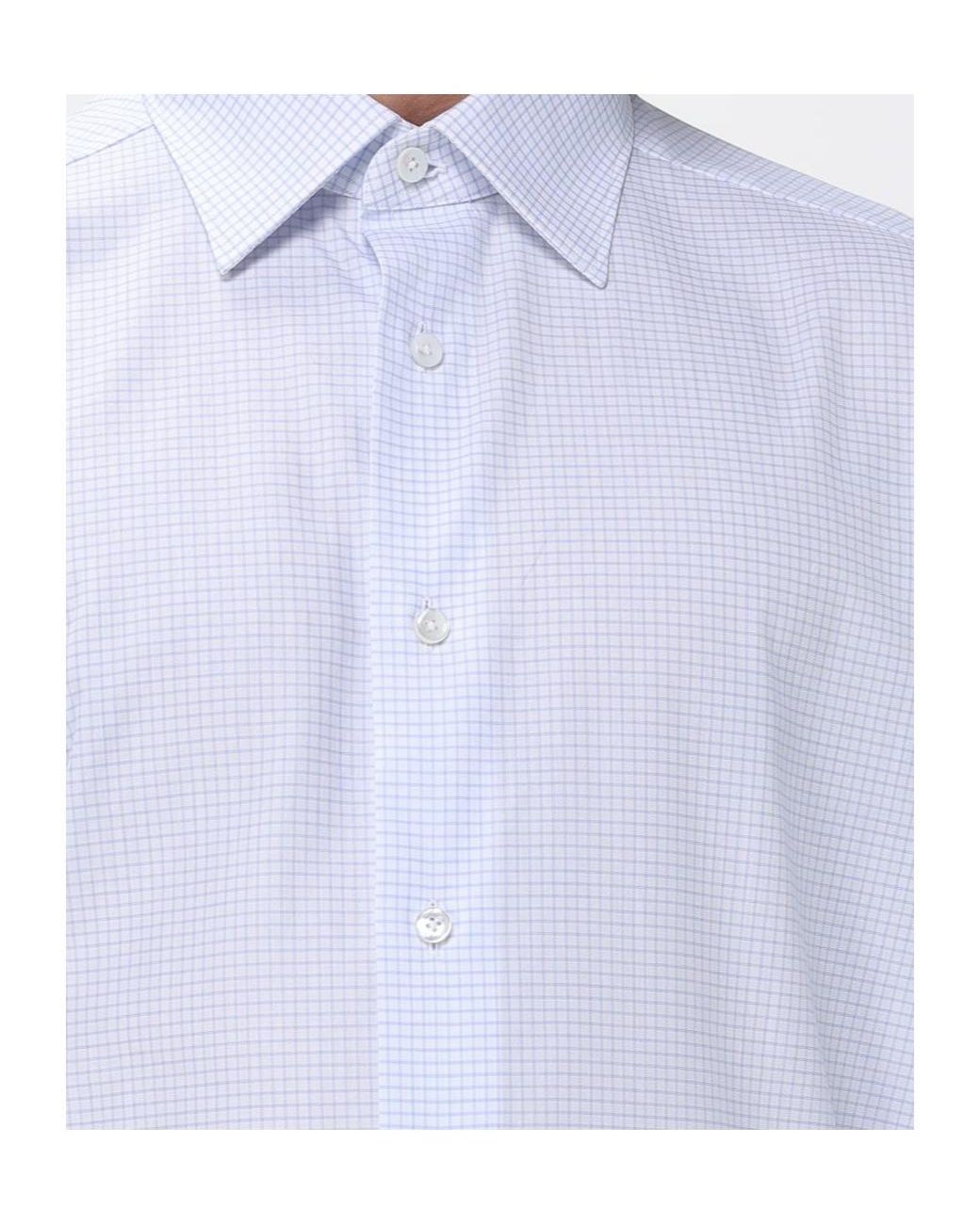 Zegna Blue Check Poplin Shirt for men