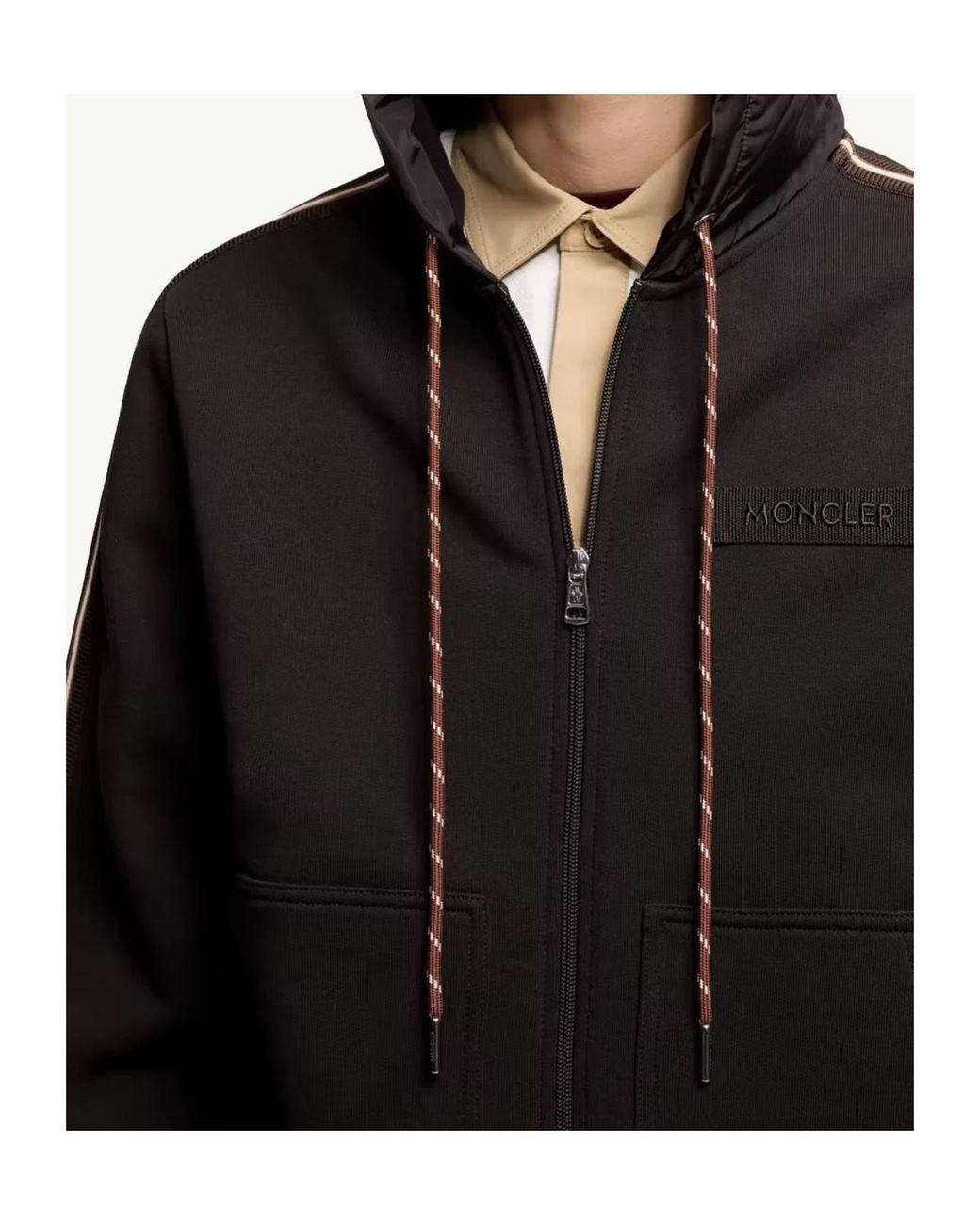 Moncler Black Logo Patch Zip-Up Jacket for men
