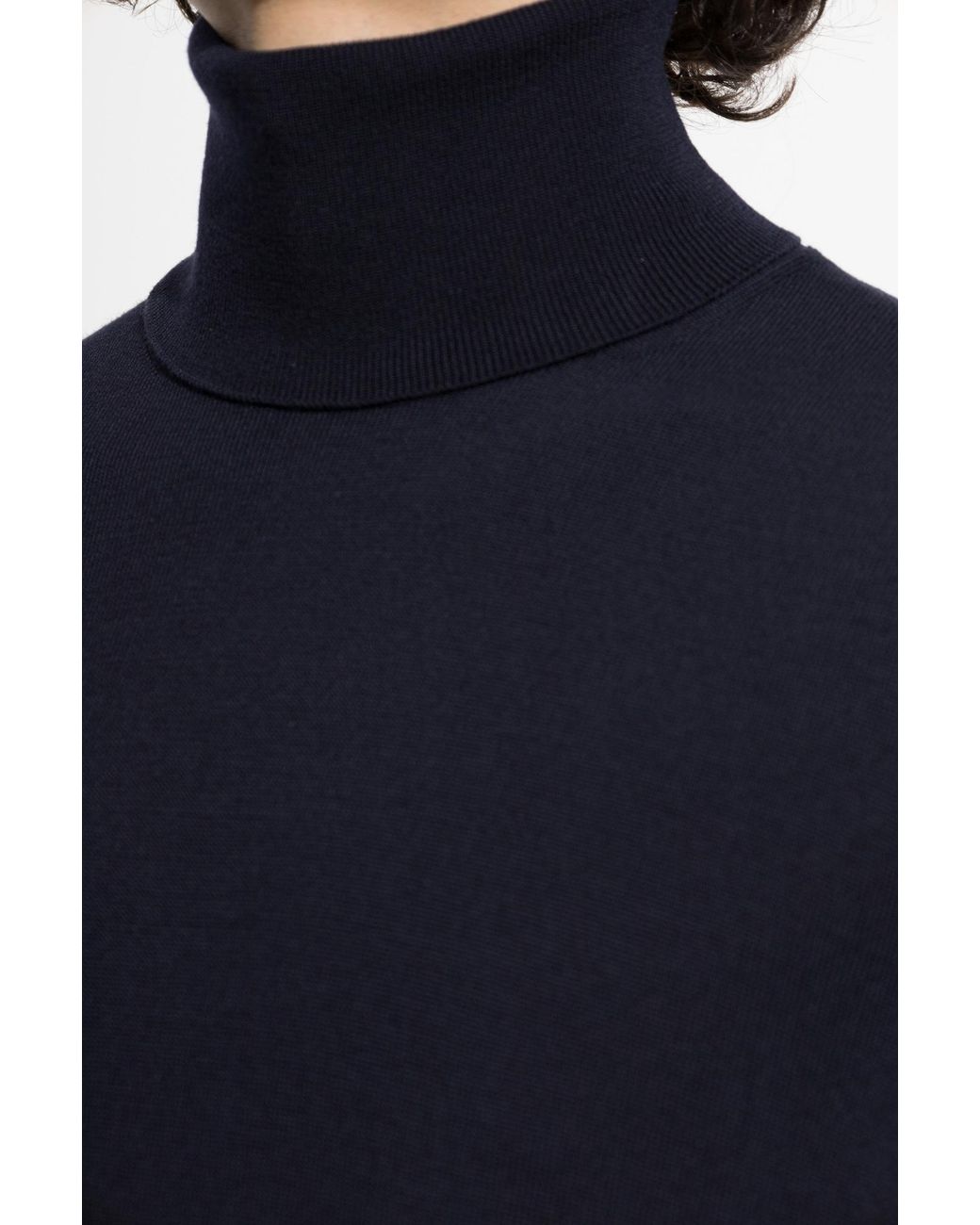 Dolce & Gabbana Blue Fitted Turtleneck Knitted Sweater for men