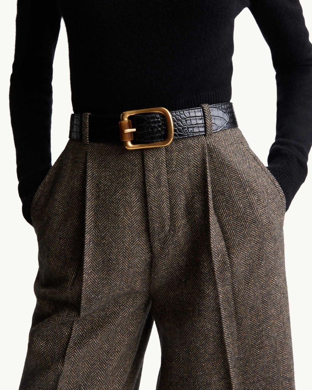 Saint Laurent White Cylinder Buckle Belt