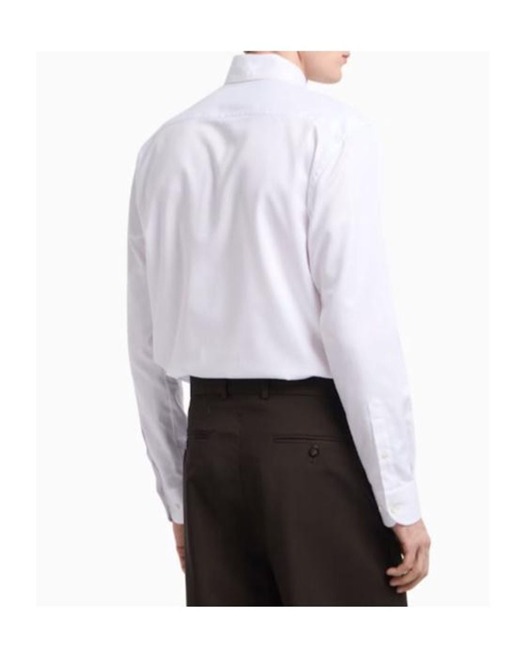 Emporio Armani White Long-Sleeves Cotton Shirt for men