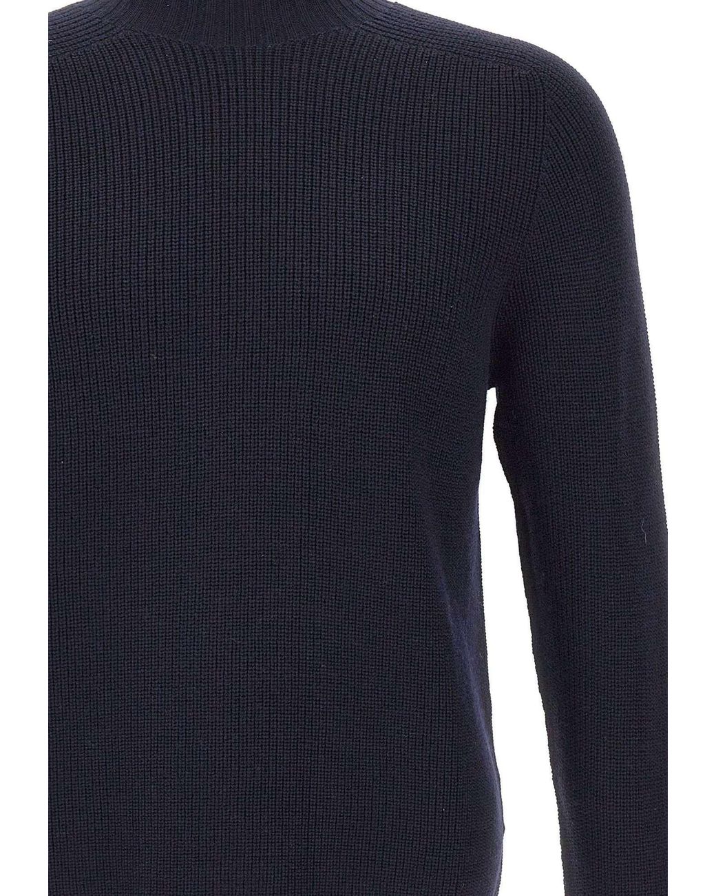 Gran Sasso Blue High Neck Ribbed Jumper for men