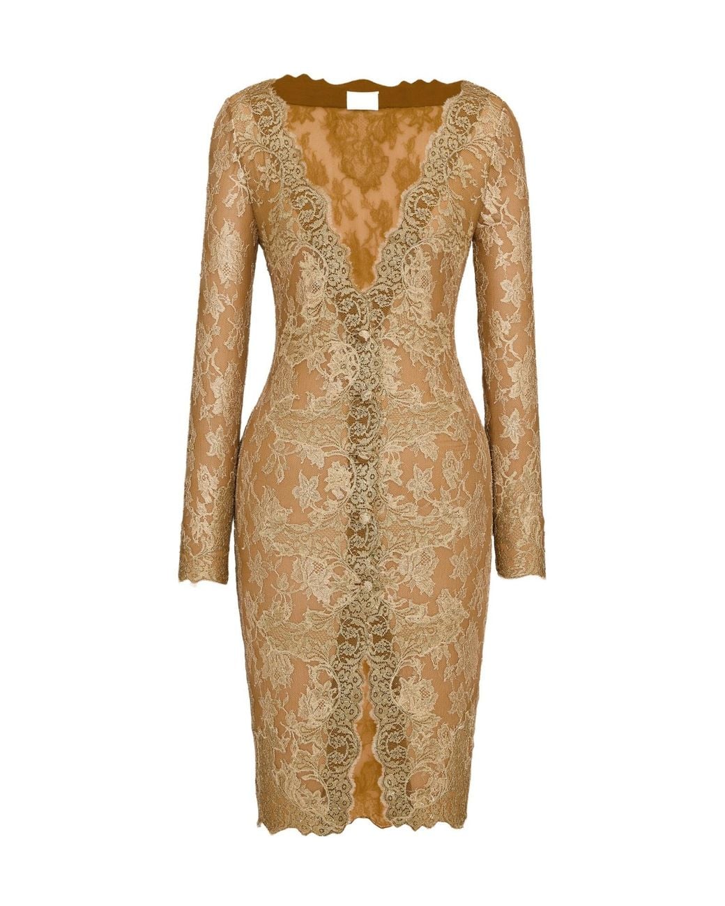 Saint Laurent Natural Long Sleeve Dress