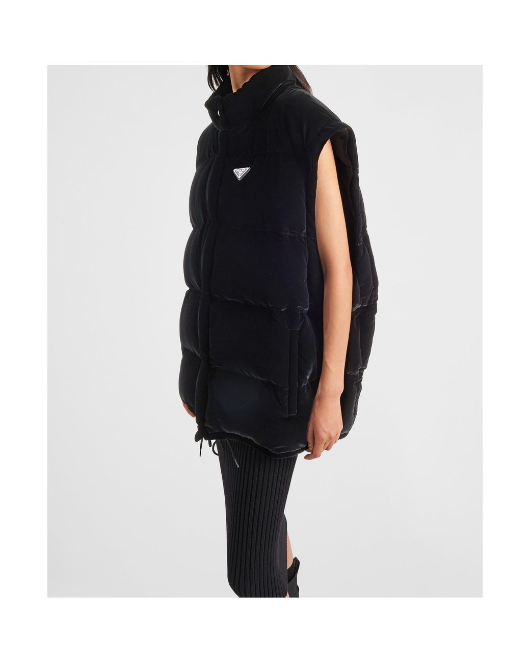Prada Blue Convertible Velvet Down Jacket