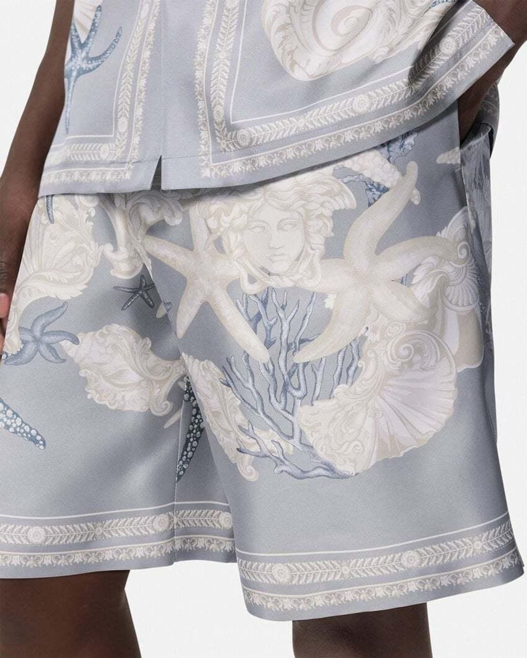 Versace Gray Barocco Sea Printed Elasticated Waistband Shorts for men