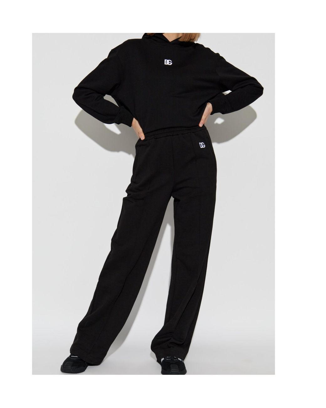 Dolce & Gabbana Black Dg Logo Embroidered Sweatpants
