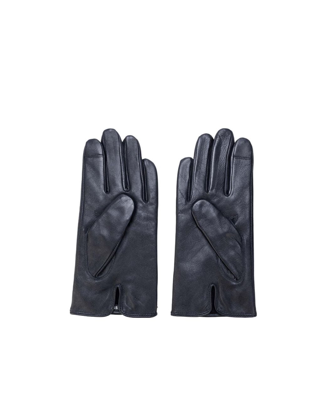 Boss Blue Leather Gloves for men