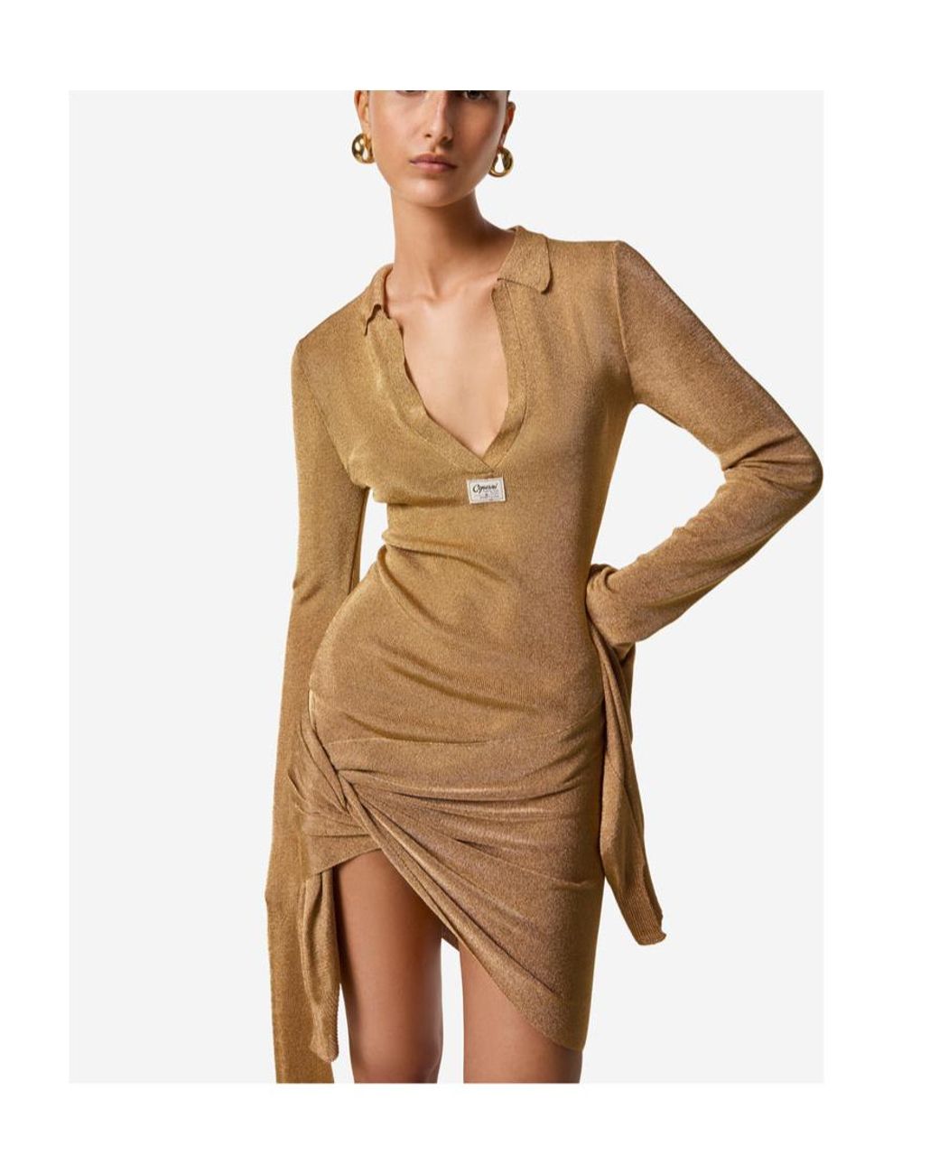 Coperni Natural Knotted Sleeved Dress
