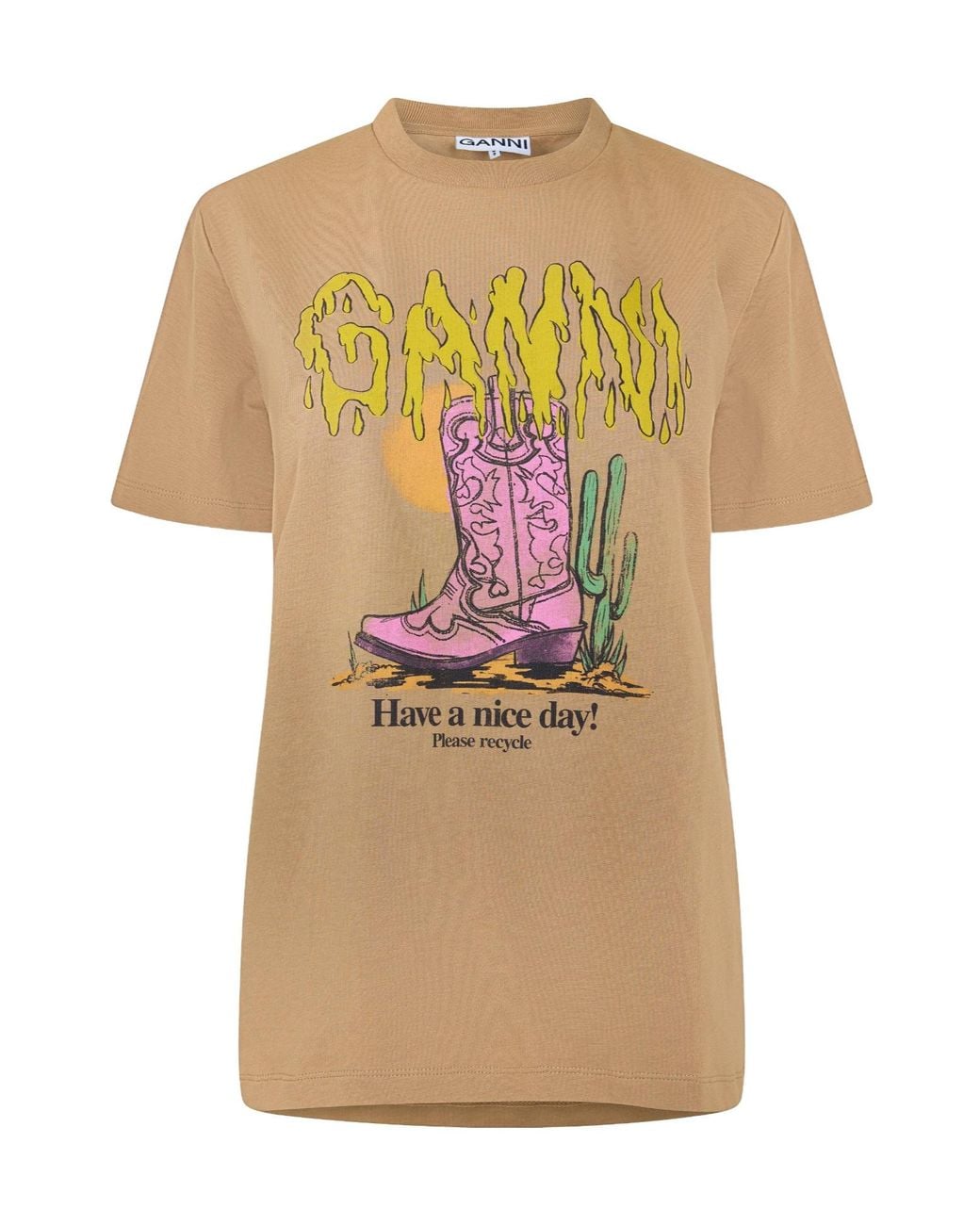 Ganni Multicolor Comfortable Versatile Casual T-Shirt