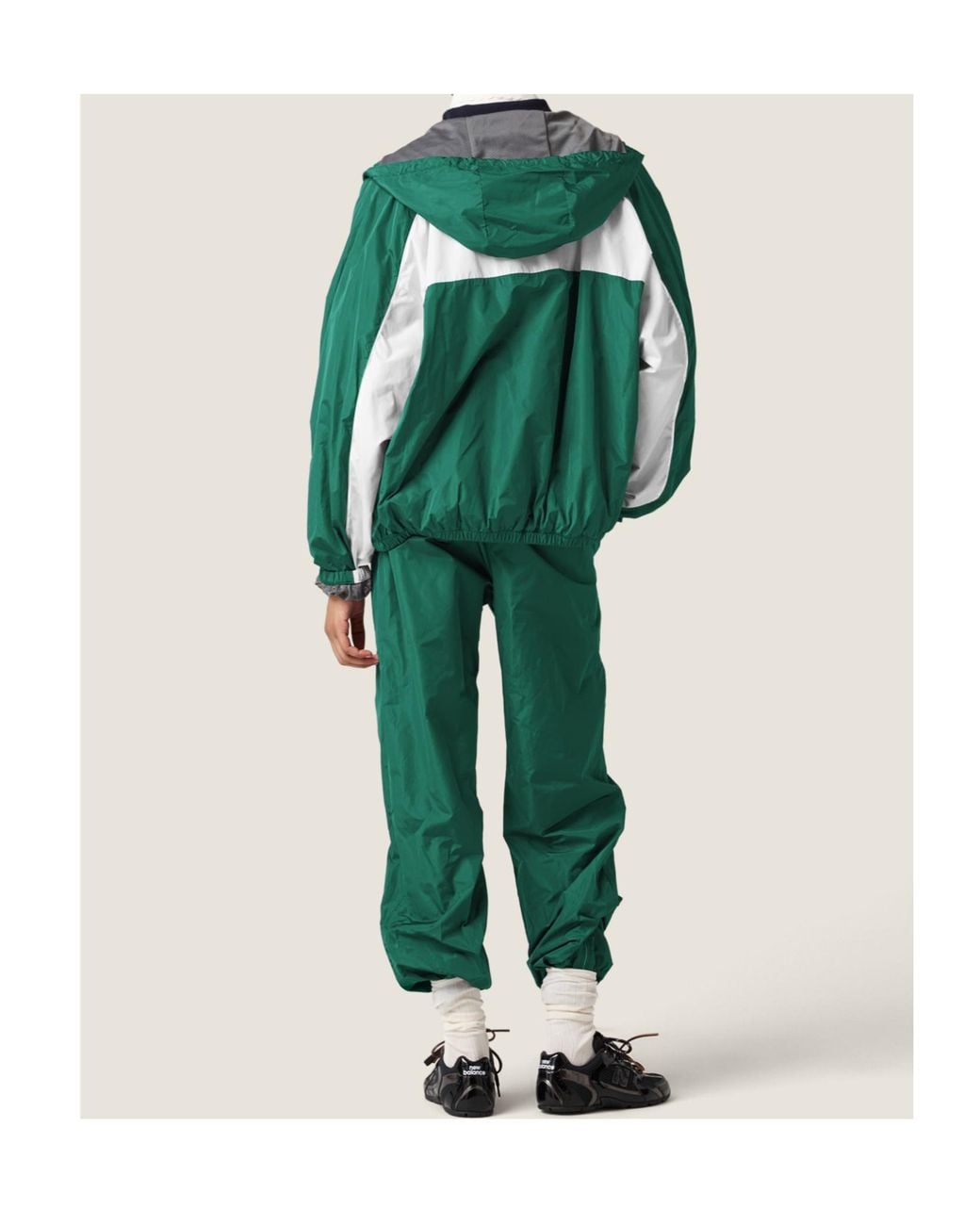 Miu Miu Green Technical Poplin Hoodie Jacket
