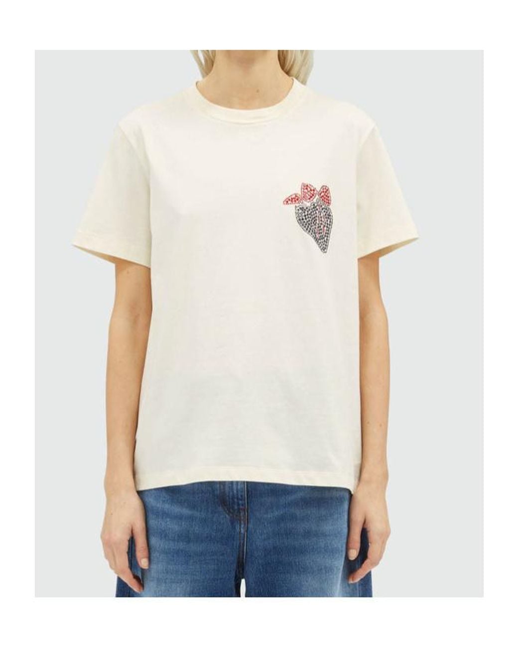 MSGM White Crystal-Embellished Crew-Neck T-Shirt