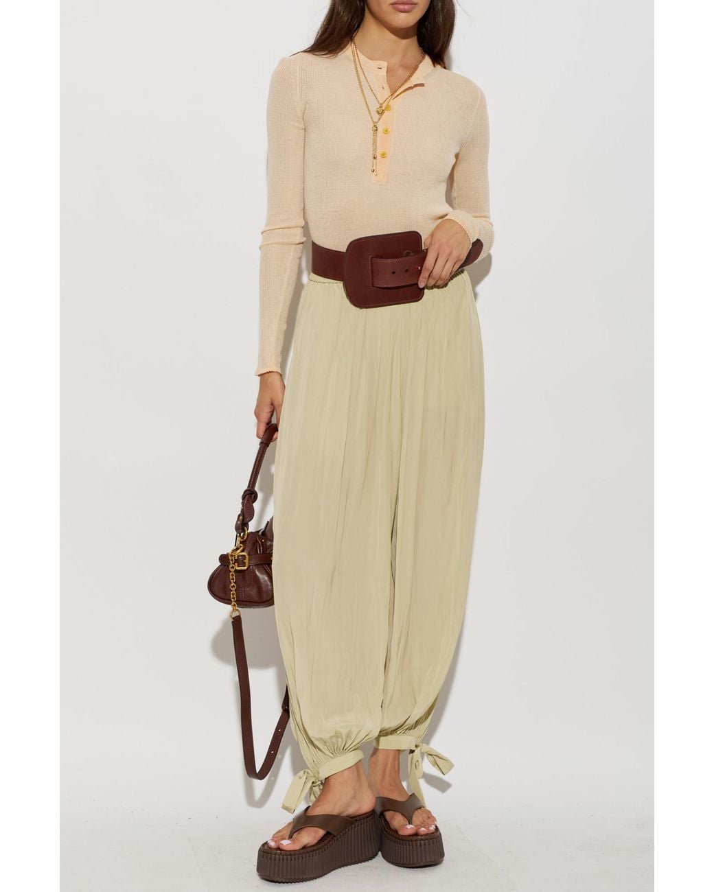 Chloé Brown Nama Platform Thong Sandals