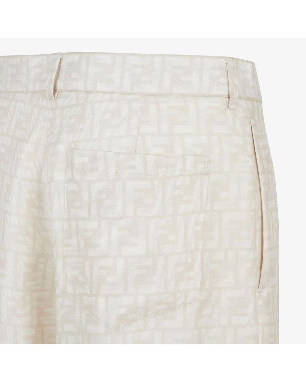 Fendi White Ff Jacquard Satin Shorts for men