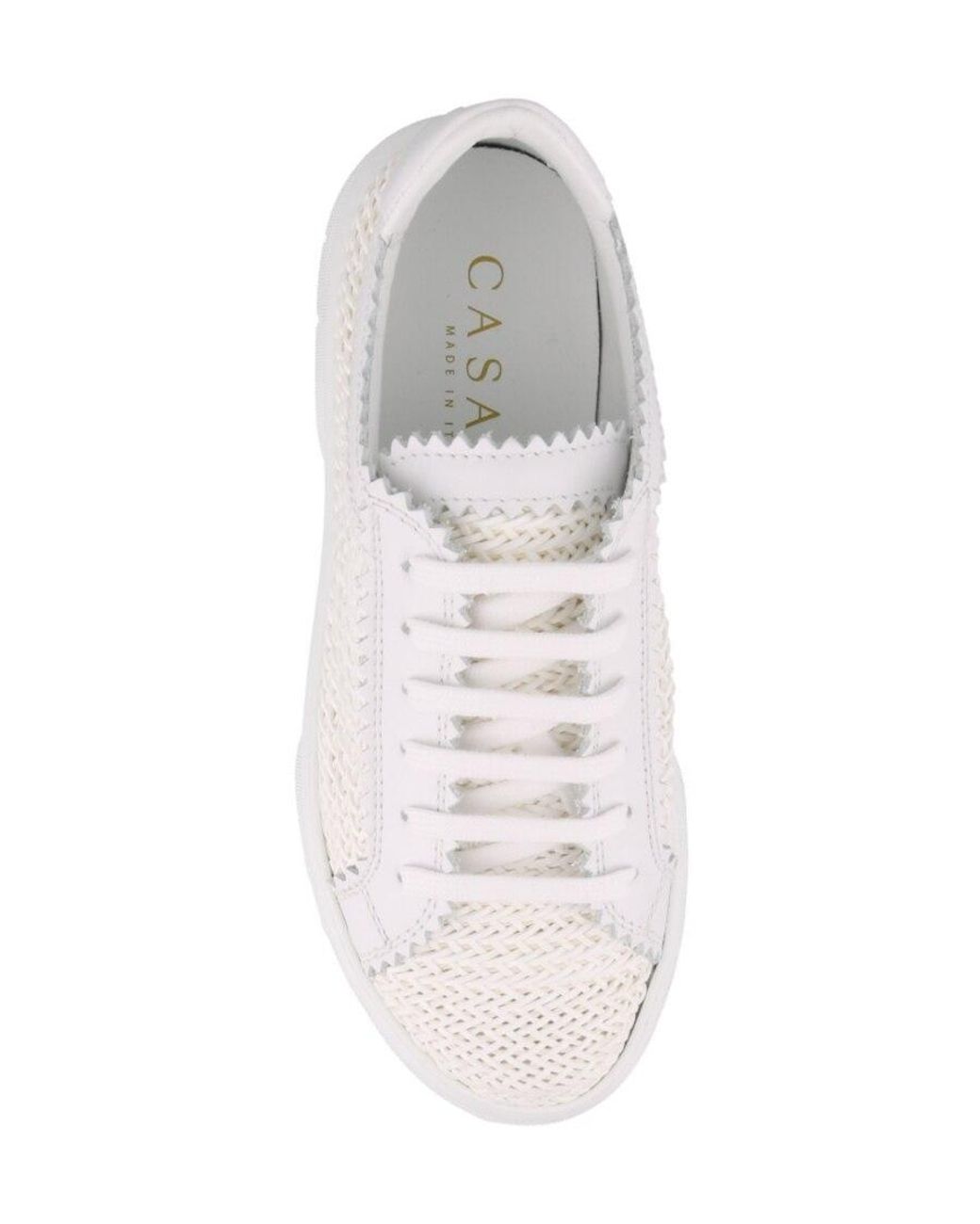 Casadei White Woven Calfskin Sneakers
