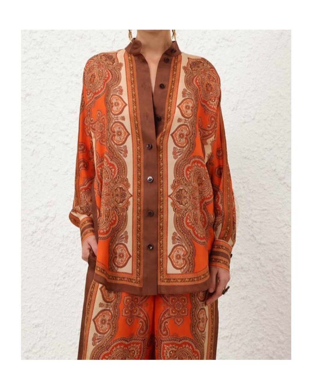 Zimmermann Orange Mahon Paisley Shirt