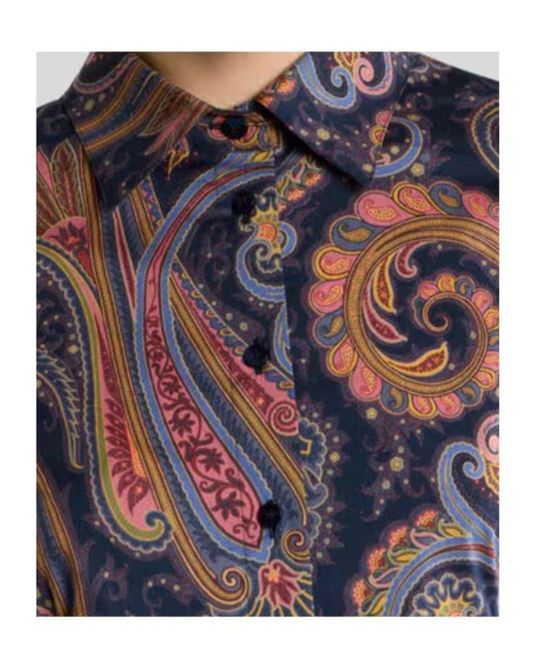 Etro Blue Paisley Printed Long Sleeved Poplin Shirt