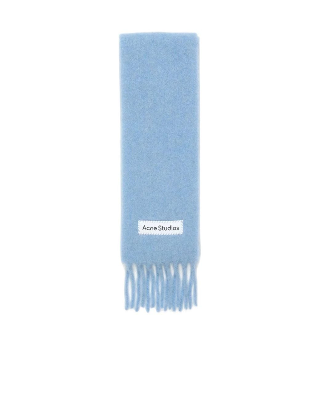 Acne Blue Logo Patch Fringed Edge Scarf