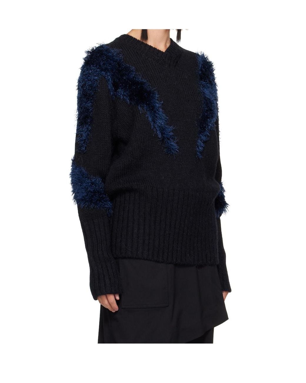 Kiko Kostadinov Blue Ribbed-Knit V-Neck Sweater