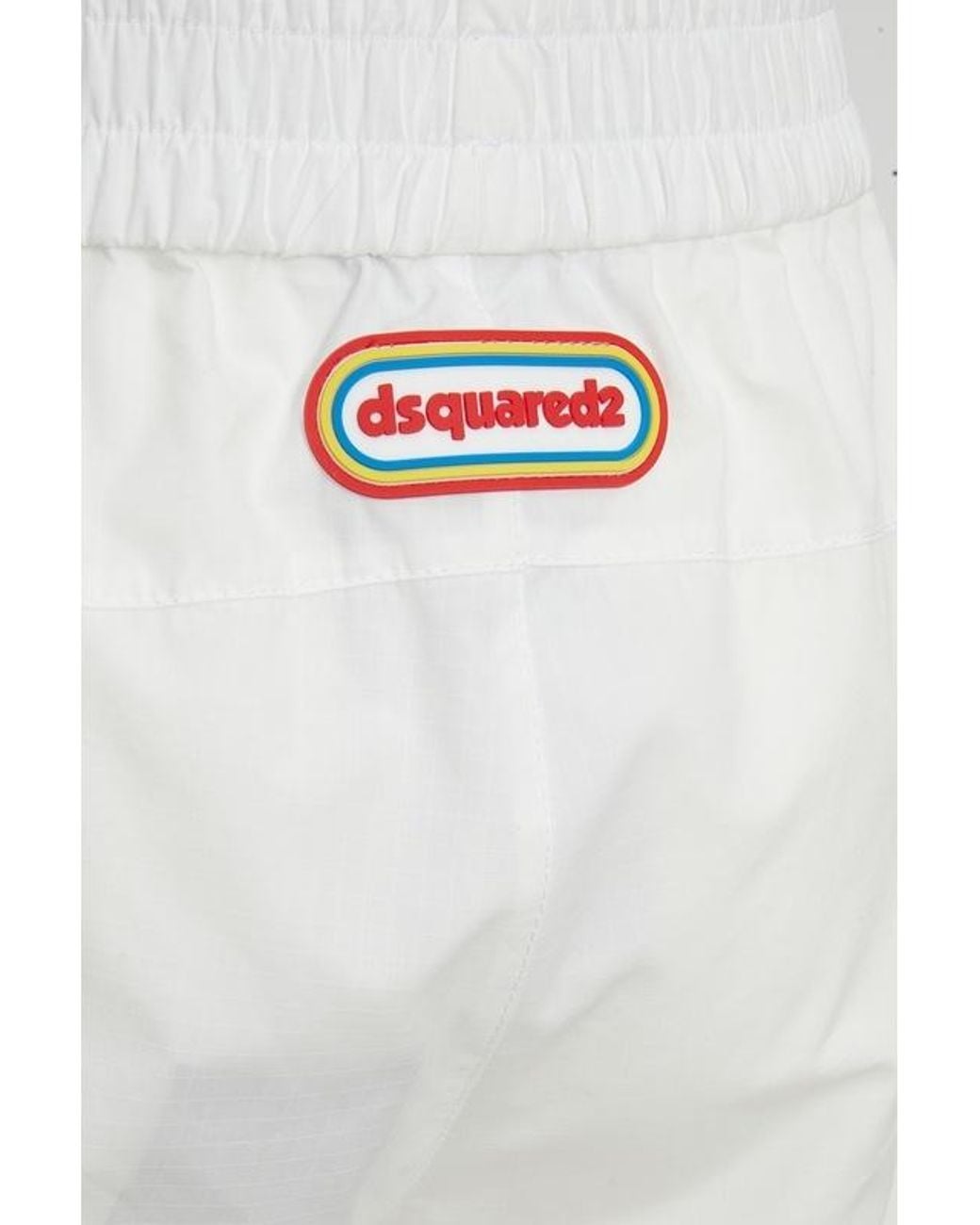 DSquared² White Logo Patch Wide Leg Trousers